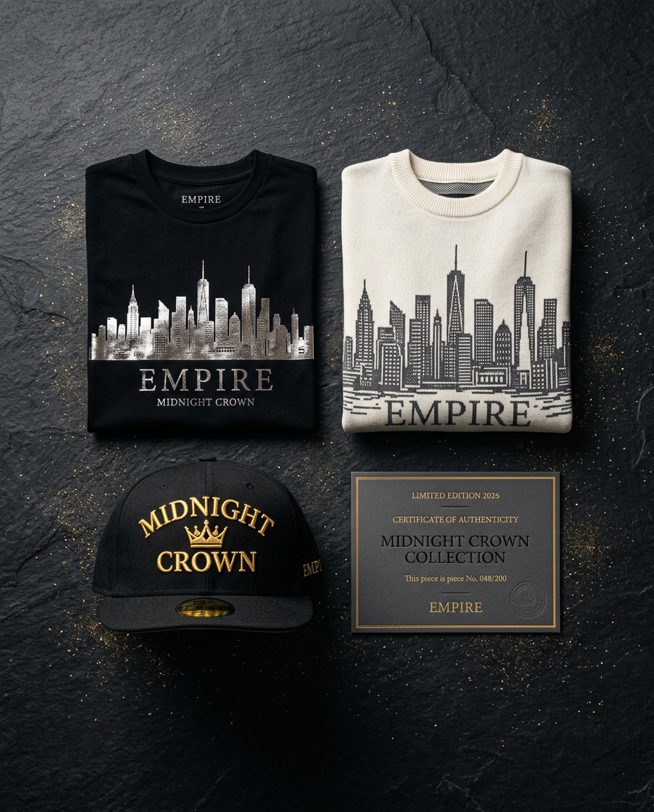 Midnight Crown 2026 — Collection Hero Flat Lay